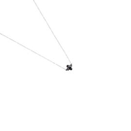 Klaver Donker Blauw Glitter| Ketting | Zilver