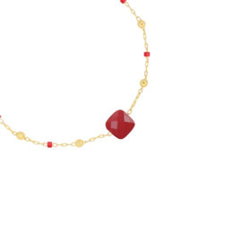 Square Red | Bracelet | Gold