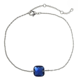 Square Blauw | Armband | Zilver