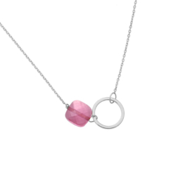 Square Pink | Ketting | Silver