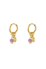 Smiley Oorbellen Goud Lila