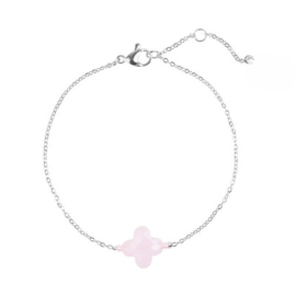 Klaver Baby Roze | Armband | Zilver