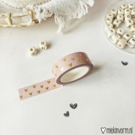 Gouden hartjes roze | Washi/Masking Tape | Goldfoil