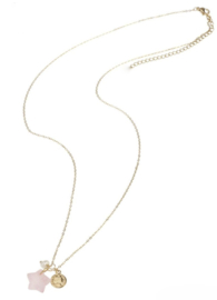 Ketting ster Rozenkwarts zilver