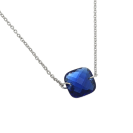 Square Blauw | Ketting | Zilver