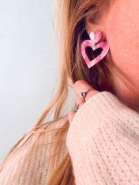 Hart oorbellen roze