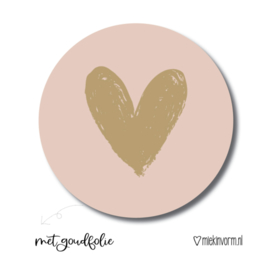Gouden Hart roze | Stickers | 5 stuks