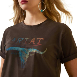 Ariat REAL Patina Steer Ladies T-Shirt Wasked Black
