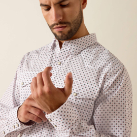 Ariat Tony Fitted Snap Shirt White Geo Print