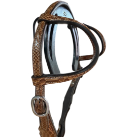Headstall 2-ear Snake print Cognac