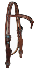 Headstall with browband and turquoise stone