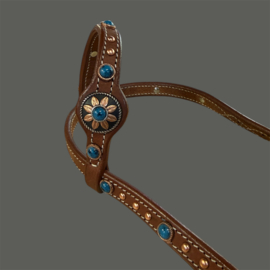Showheadstall One Ear Blue Copper