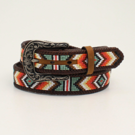 Nocona belt Diamond Beading Side Lacing Tan