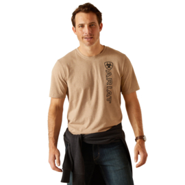 Ariat Vertical Logo Mens T-Shirt Oatmeal