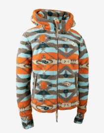 Ranchgirls Fleece Jacket "Abby" Sky Blue/Orange Flame