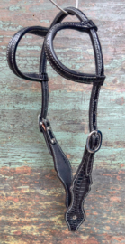Headstall 2-ear Croc print Black