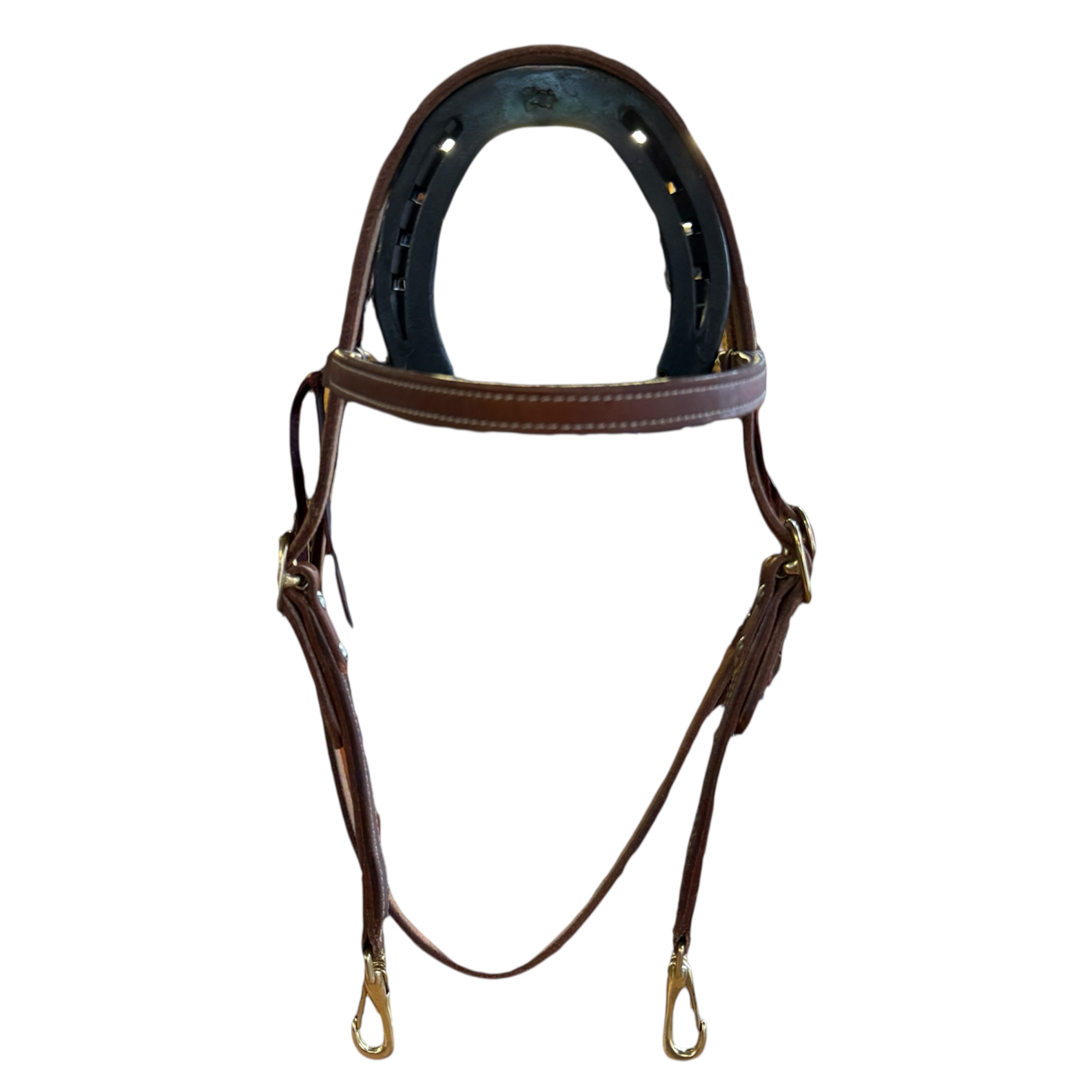 Trainingsheadstall Oiled Harness Leather Double Buckle and Snaps Browband