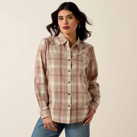 Ariat Billie Jean Western Shirt White Pepper Coral Plaid