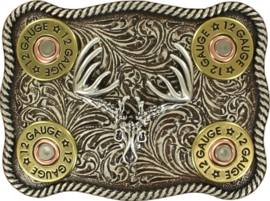 Nocona Silver Buck Skull Buckle