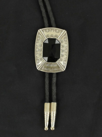 Bolo Tie Silver & Black Stone