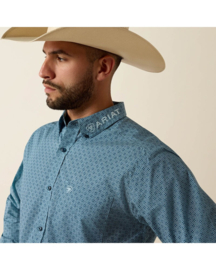 Ariat Team Jansen Fitted Shirt Navy/Light Blue