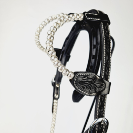 Headstall with 2 ears Black/Silver