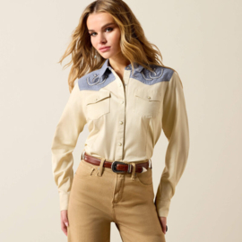 Ariat Horse Shoe Western Snap Shirt Summer Sand