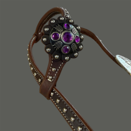 Showhoofdstel One Ear Purple Silver