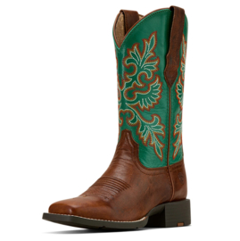 Ariat Round Up Wide Square Toe Ladies Western Boots Arizona Brown