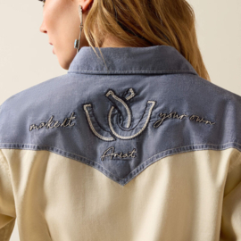 Ariat Horse Shoe Western Snap Shirt Summer Sand