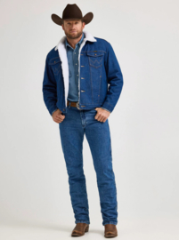 Wrangler Sherpa Lined Denim Jacket Mid Stone