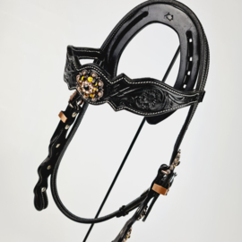 Black Showheadstall Front Concho