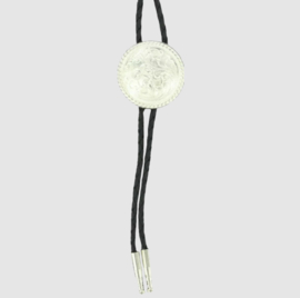 Bolo Tie Silver Floral Engraved