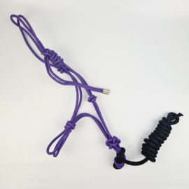 Purple rope halter with black lead