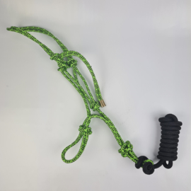 Lime rope halter with black lead