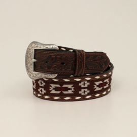 Nocona Riem Southwestern Fabric Buck Lacing Brown