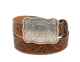 Ariat riem Brown Medium Floral Embossed Plate Buckle