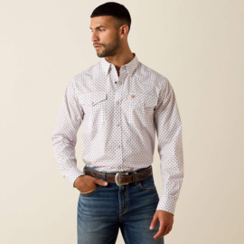 Ariat Tony Fitted Snap Shirt White Geo Print