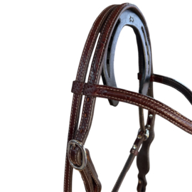 Headstall with browband Snake print Dark Chesnut