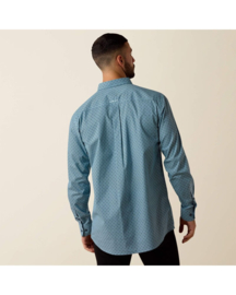 Ariat Team Jansen Fitted Shirt Navy/Light Blue