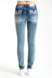 Grace in LA Aztec Feather Embellished SKINNY (Easy Fit)