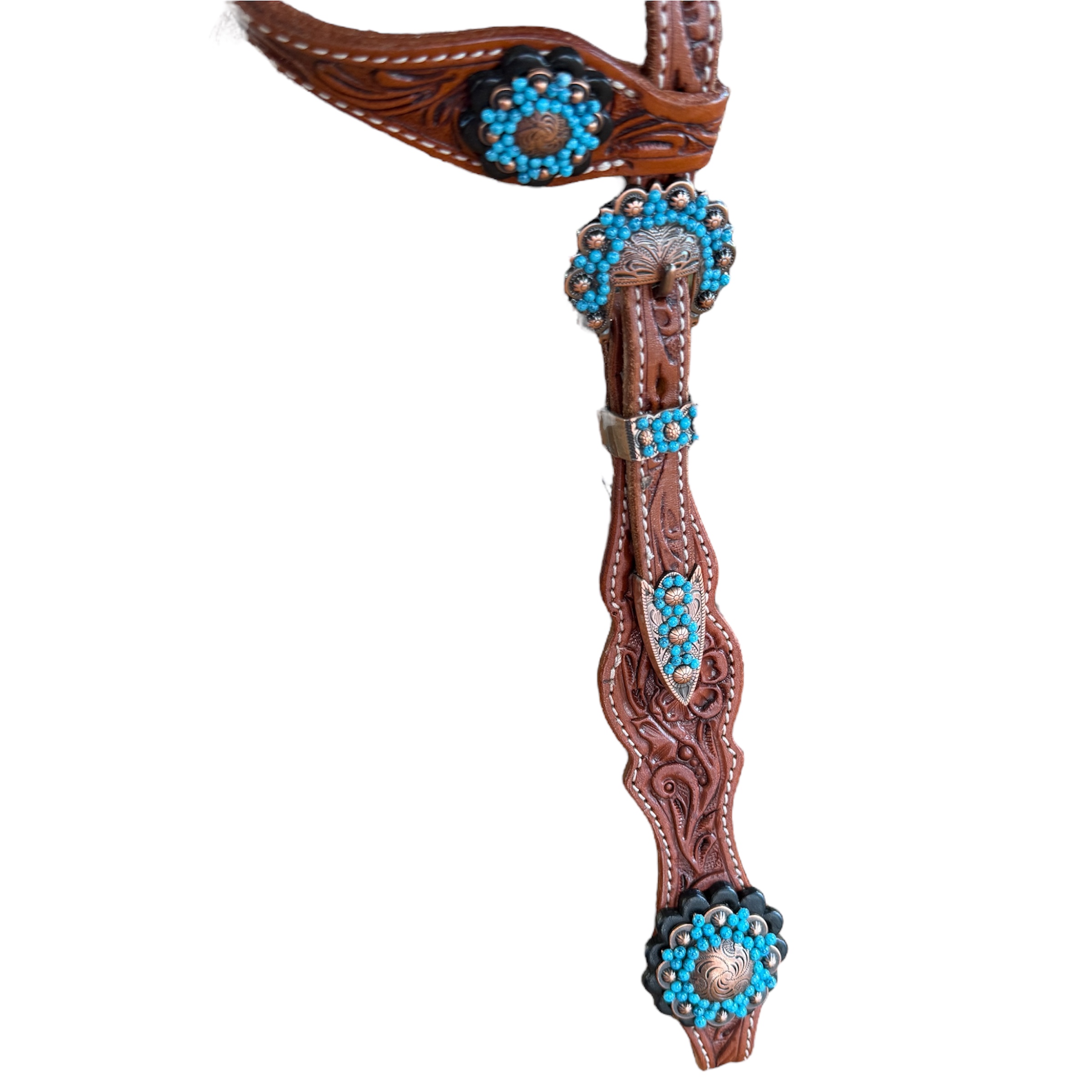 Showheadstall antique chesnut Antique Copper/Turquoise