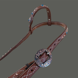 Showheadstall One Ear Blue Copper