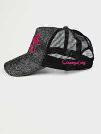 Sunville Ponytail Cap HOTPink/Black Glitter