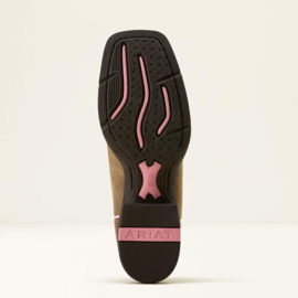 Ariat Round Up Ruidoso Wide Suare Toe Brown/Rose Ladies Western Boots