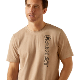 Ariat Vertical Logo Mens T-Shirt Oatmeal