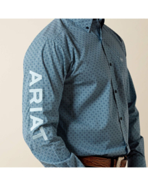 Ariat Team Jansen Fitted Shirt Navy/Light Blue