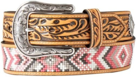 Riem 3D Brown with Pink Beaded Inlay