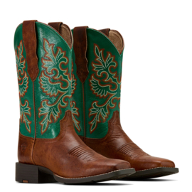 Ariat Round Up Wide Square Toe Ladies Western Boots Arizona Brown
