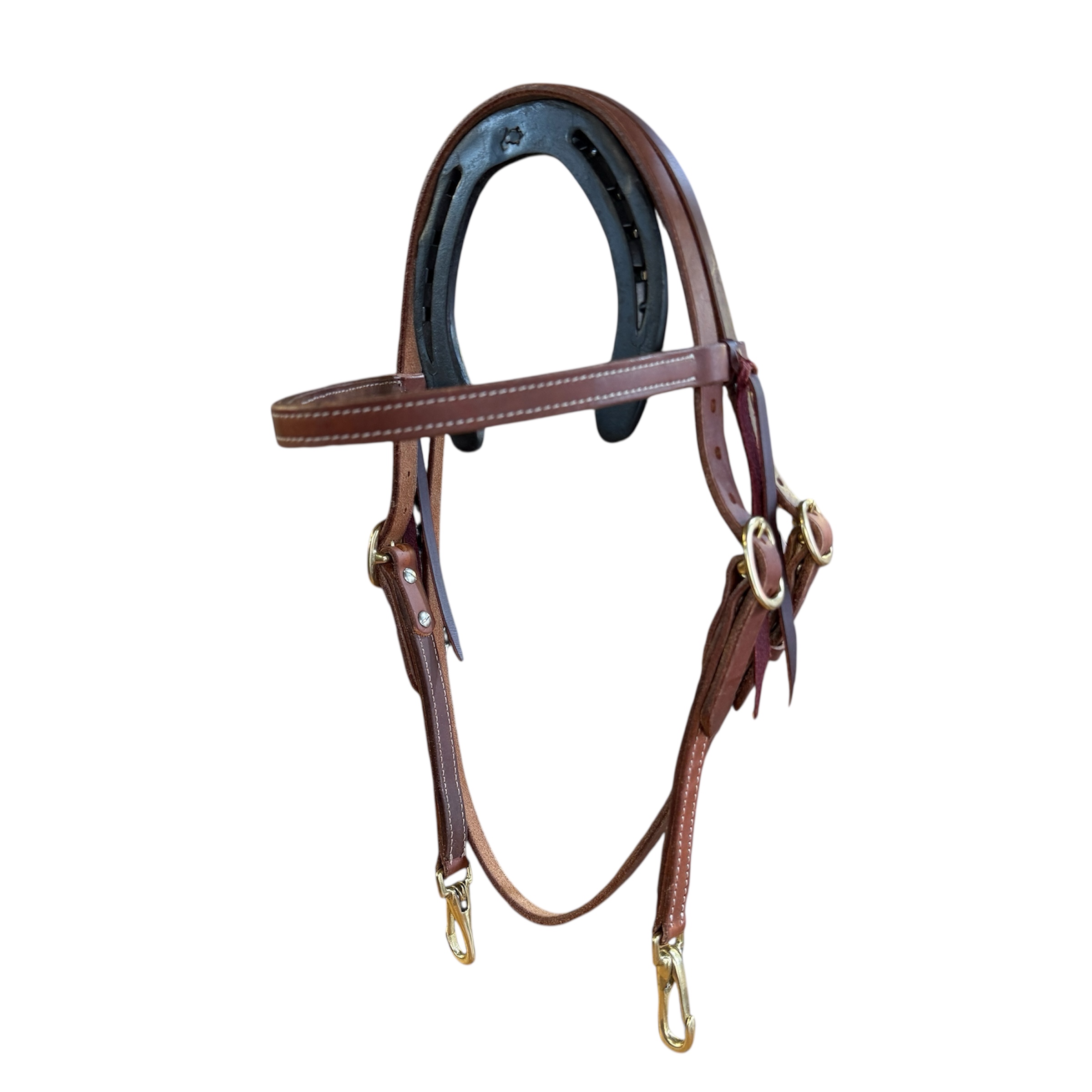 Trainingsheadstall Oiled Harness Leather Double Buckle and Snaps Browband